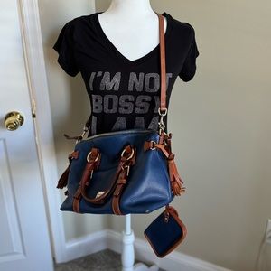 SOLD Dooney & Bourke Pebble Leather Domed Satchel Bag with Wristlet